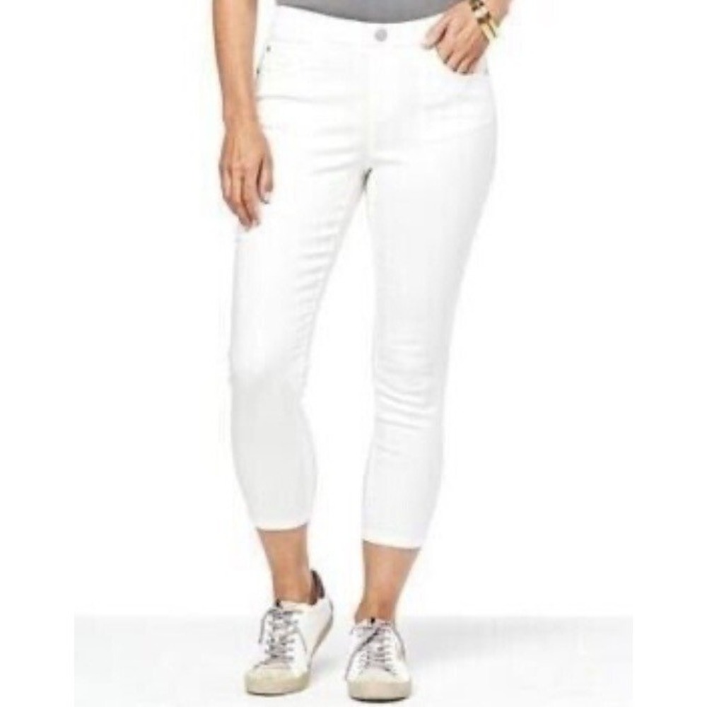 Skinnygirl Pull On Mid Rise Skinny Crop Injeanious Stretch Jeans White 32P / 14P